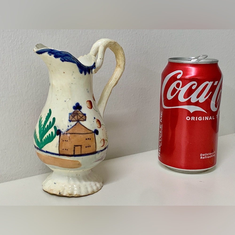 19th Century Antique Gaudy Welsh Village Pattern Creamer Pitcher Jug